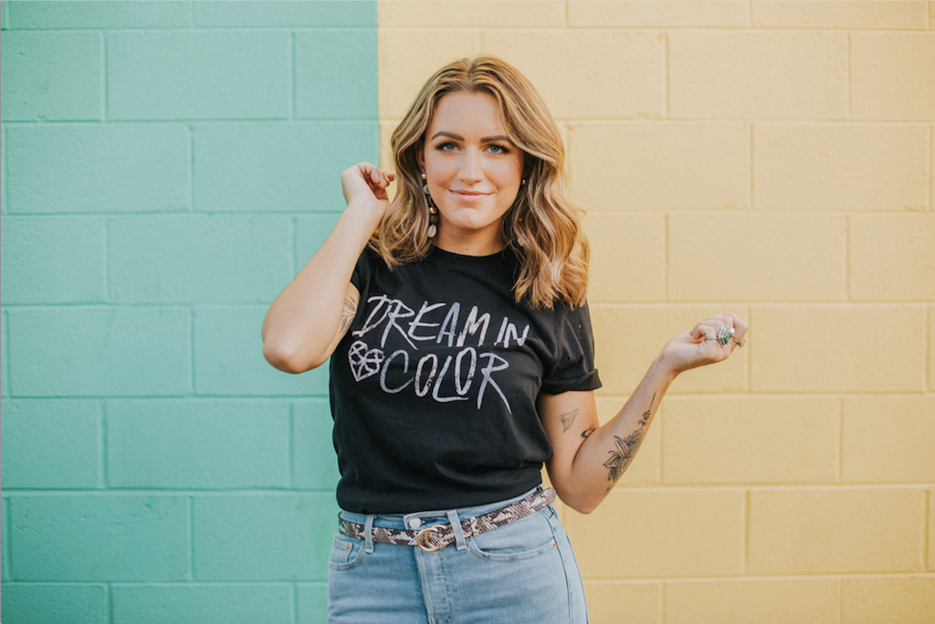 Dream In Color Distressed Band Tee